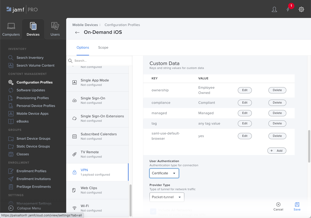 Configure a User-Initiated Remote Access VPN Configuration for iOS ...