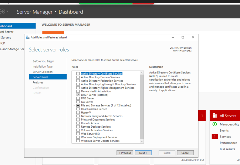 Configure DHCP Server on the Windows Server