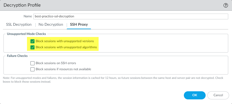 SSH Proxy Decryption Profile