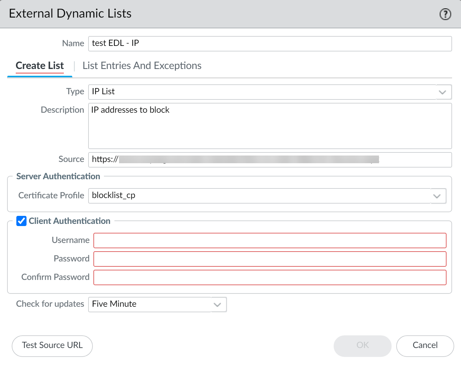 Configure the Firewall to Access an External Dynamic List
