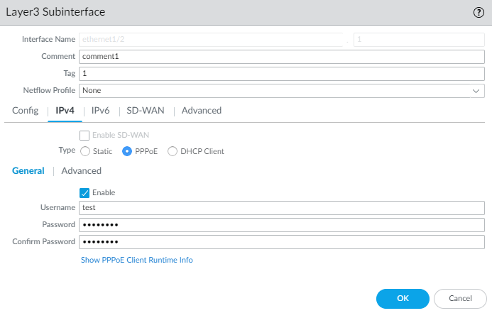 Configure a PPPoE Client on a Subinterface