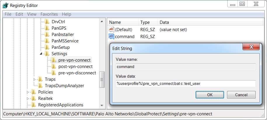 globalprotect registry settings