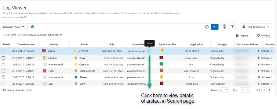 Incidents and Alerts: Log Viewer