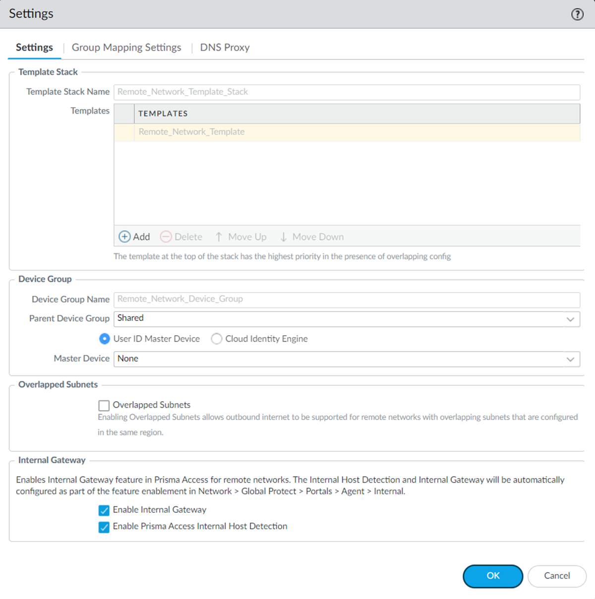 Prisma Access Internal Gateway