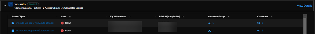 View and Monitor ZTNA Connector Access Objects