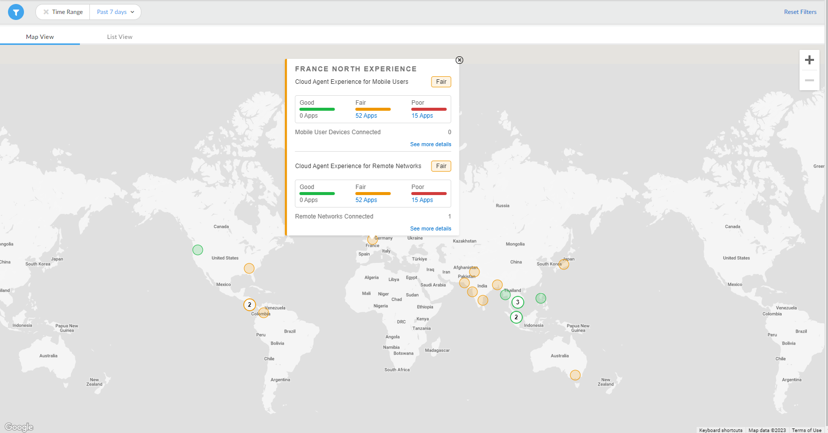 Prisma Access Locations - Map View