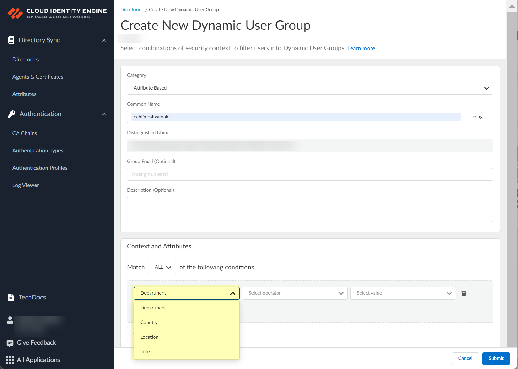 Create a Cloud Dynamic User Group