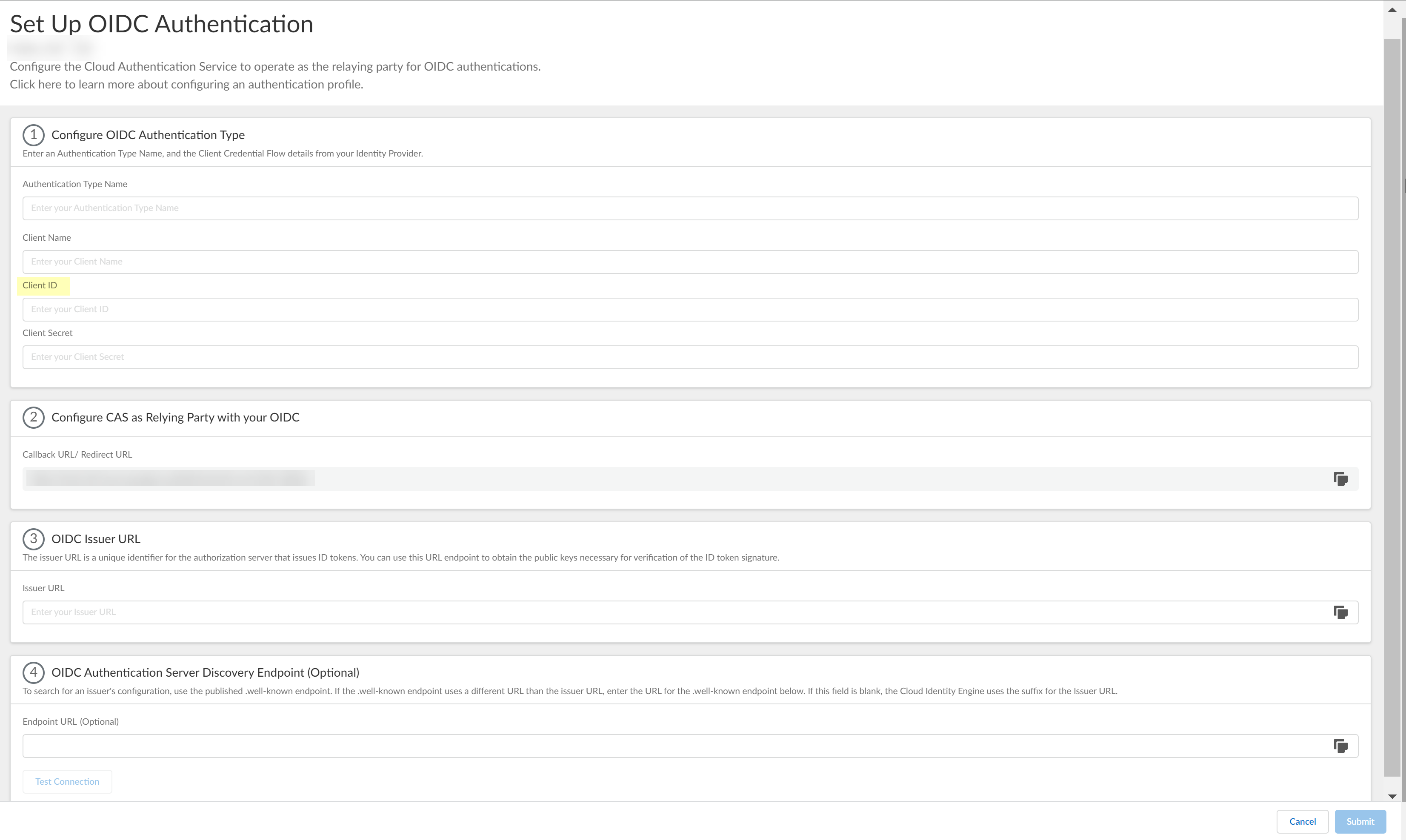 Configure an OIDC Authentication Type