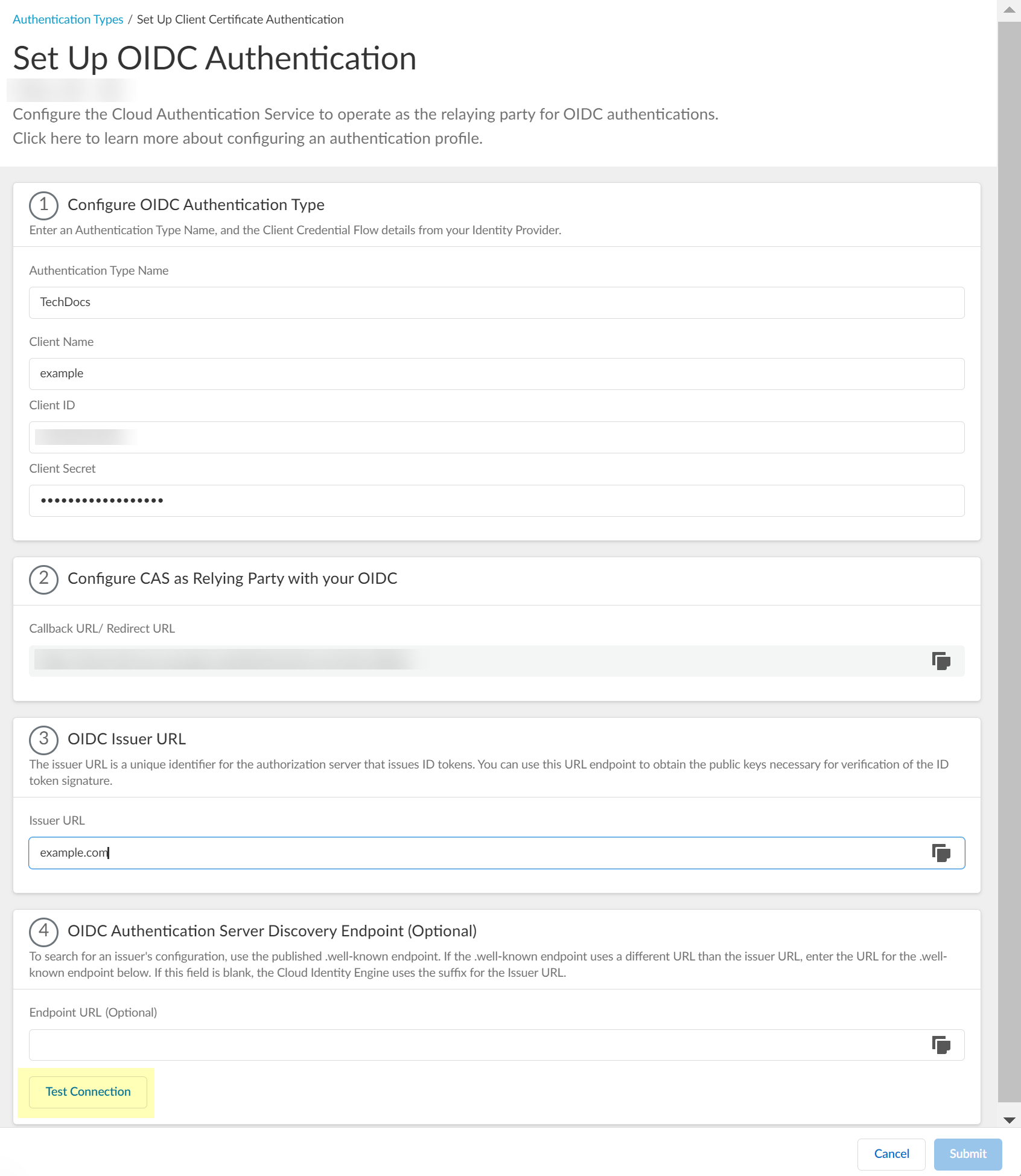 Configure an OIDC Authentication Type