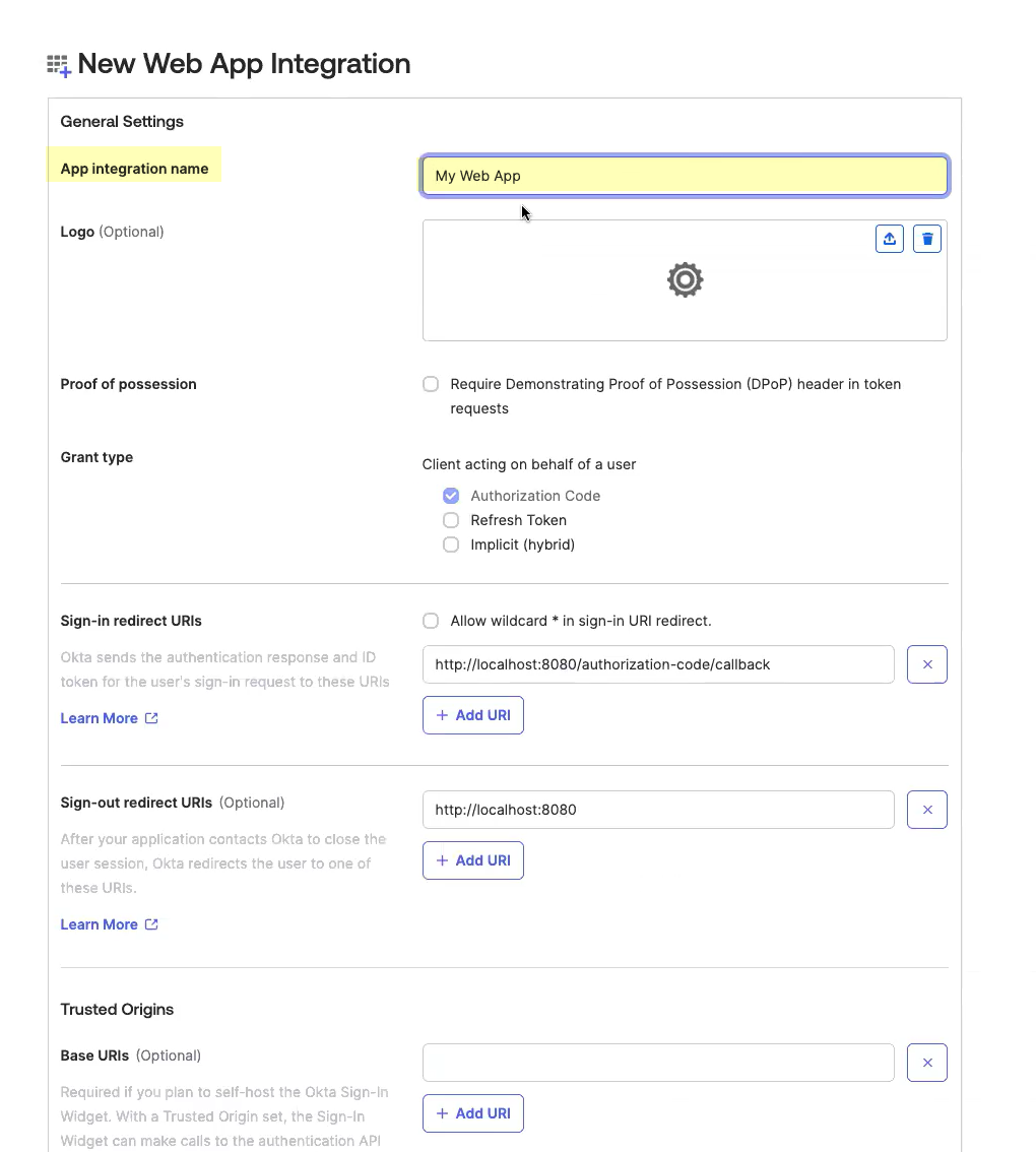 Configure an OIDC Authentication Type