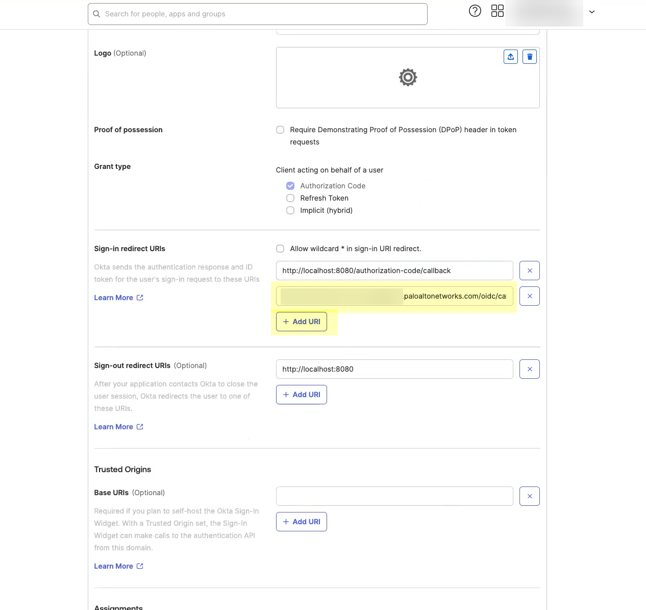 Configure an OIDC Authentication Type