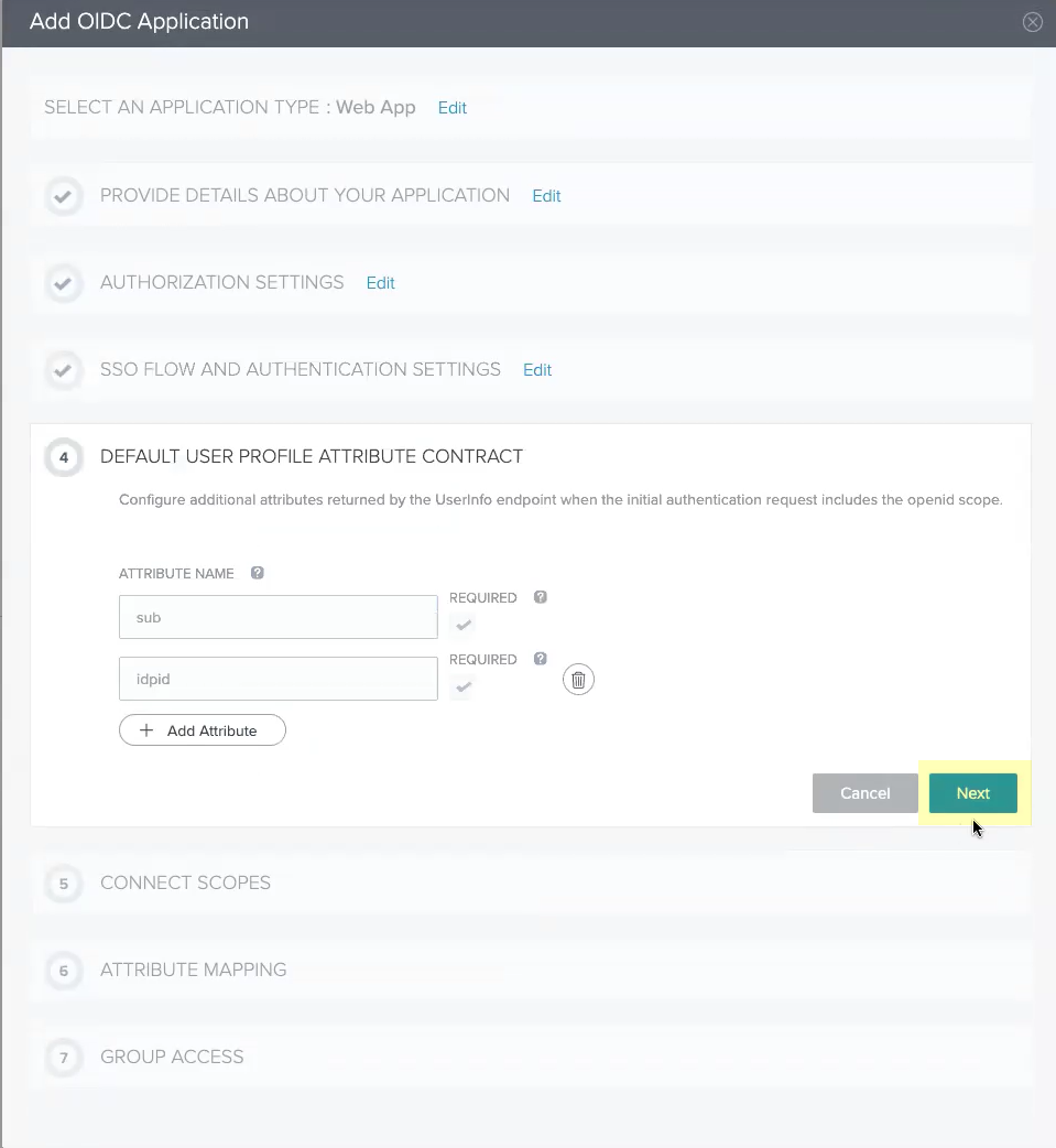 Configure an OIDC Authentication Type