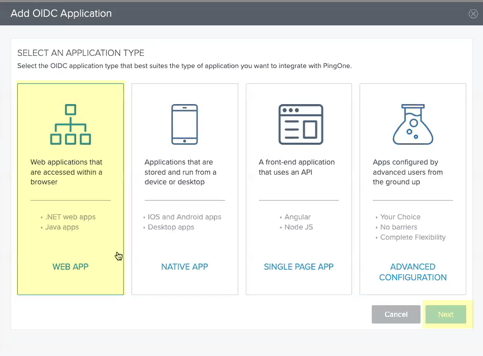 Configure an OIDC Authentication Type