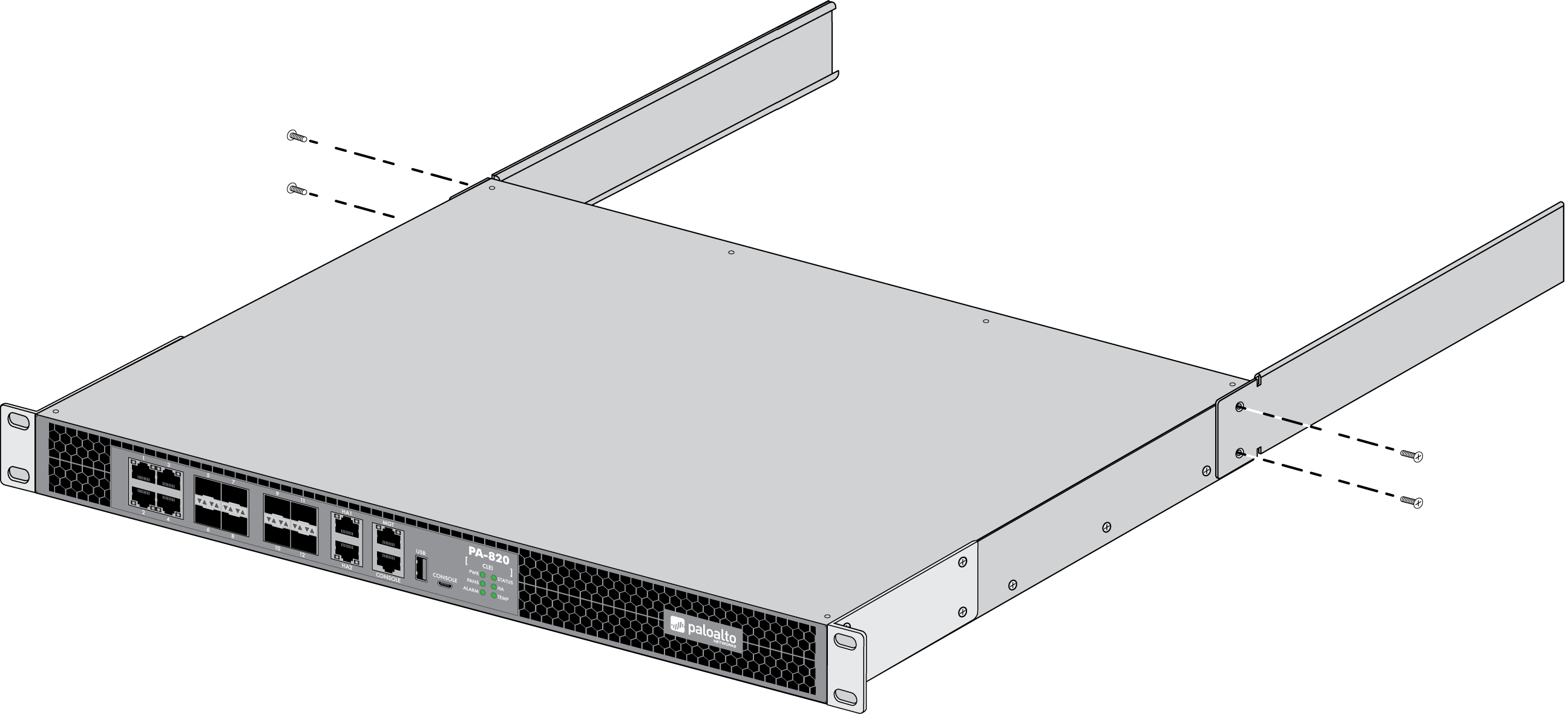 Install the PA-800 Series Firewall in a Four-Post 19-inch Equipment Rack