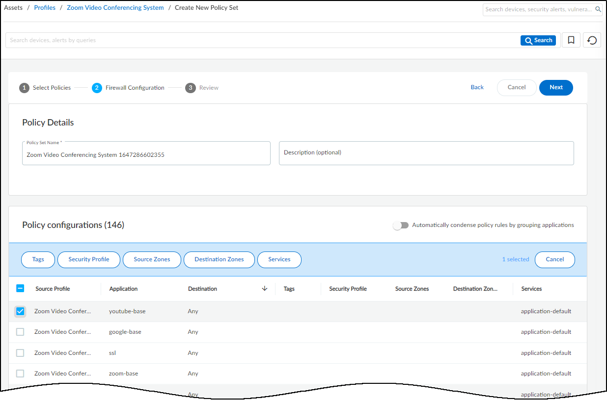 Create a Policy Set in IoT Security